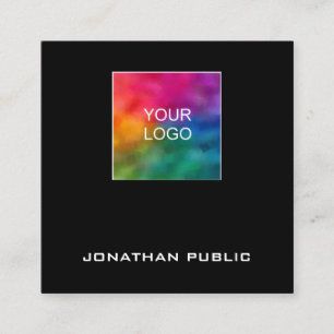 Square Business Cards Add Upload Your Logo Black