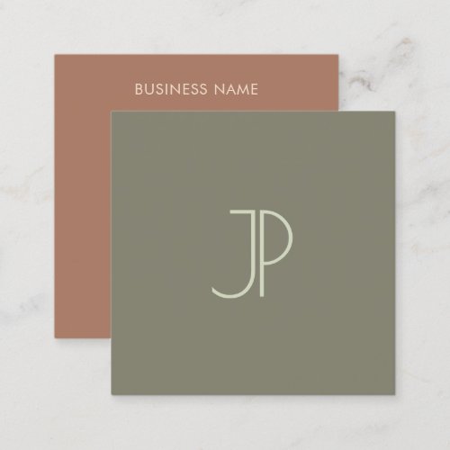Square Business Cards Monogram Initial Elegant