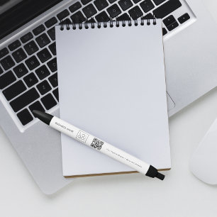 Square Business Logo QR Code & Text Promotional Pen