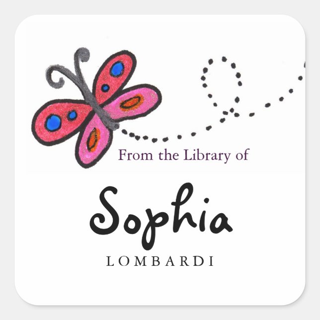 Square Butterfly Bookplates (Front)