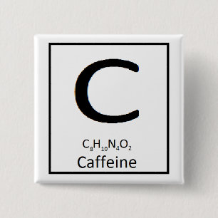 Square caffeine button, 2 in. button