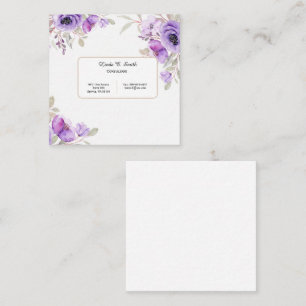 Square Calling Card-Purple Floral Card