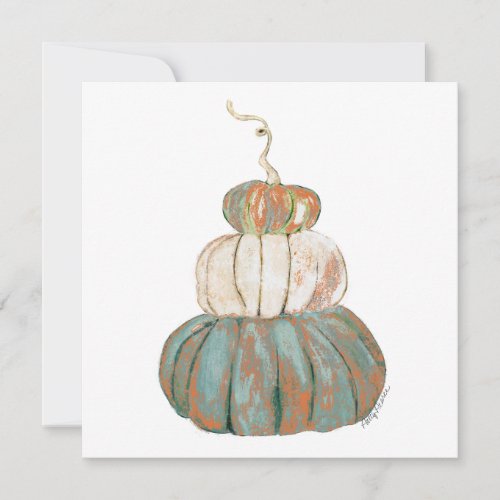 Square Card With Stacked Pumpkins 