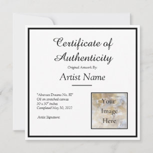 Square Certificate of Authenticity Template Photo