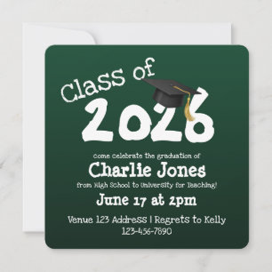 Square Chalkboard Graduation Invitation