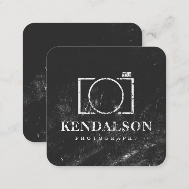 Square Chalkboard Photography Square Business Card (Front/Back)