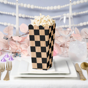 Square Checkers Design Popcorn Favor Boxes