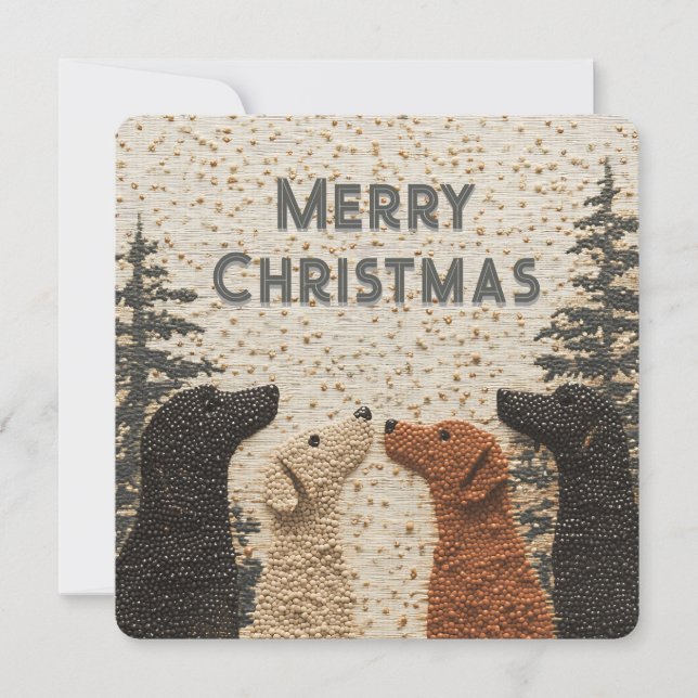 Square Christmas Card Cute Labrador Dogs  (Front)