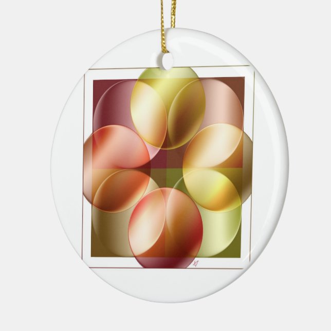 Square Circles Ceramic Ornament (Left)