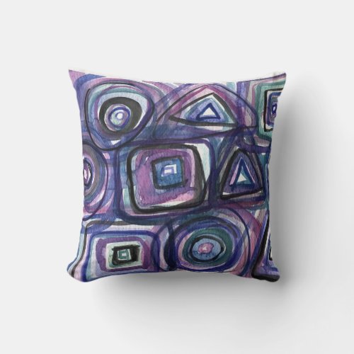 Square  Circles Retro Water Color Pillow