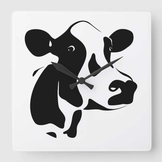 Square Clock-Cow Square Wall Clock (Front)
