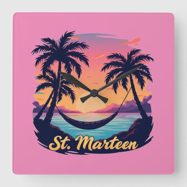 Square Clock Saint-Martin Sunset Hammock (Front)