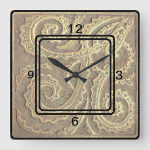 Square Clock Tan Fern tile image