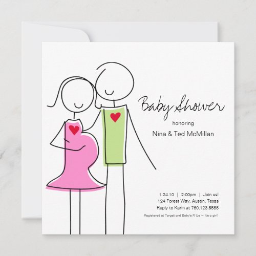 Square Coed Baby Shower Invitations, 5x5