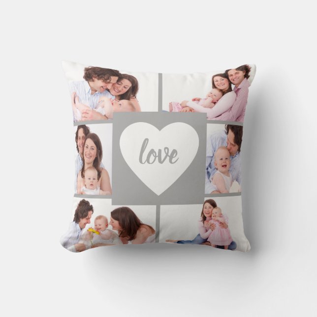 Square Collage Custom Photo Throw Pillow (Front)