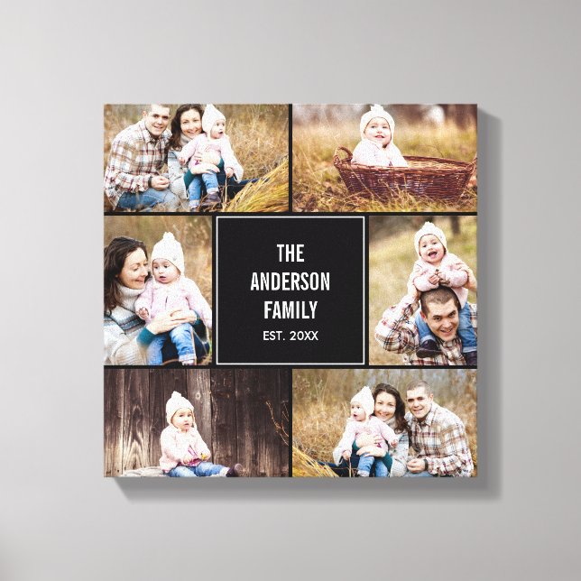 Square Collage Custom Photo Wrapped Canvas (Front)
