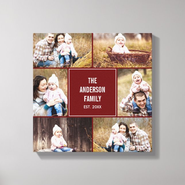 Square Collage Custom Photo Wrapped Canvas (Front)