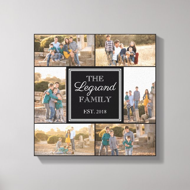 Square Collage Custom Photo Wrapped Canvas Print (Front)
