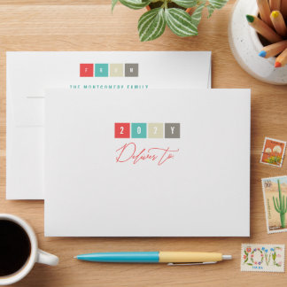 Square Color Blocks Modern New Year Simple Holiday Envelope
