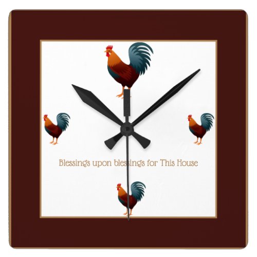 Square Colorful Chicken Clock-Blessings Upon Square Wall Clock