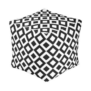 Square Comforter, Black and White Tiles Design Pouf