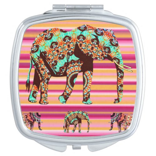 Square Compact Mirror African Elephant Stripe