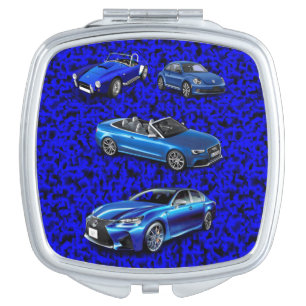 Square Compact Mirror Blue Cars Black