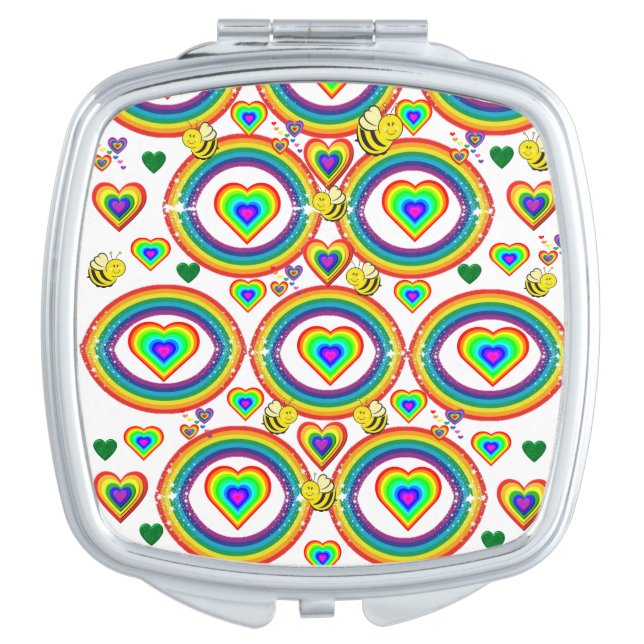 Square Compact Mirror Bumblebee Rainbow (Front)