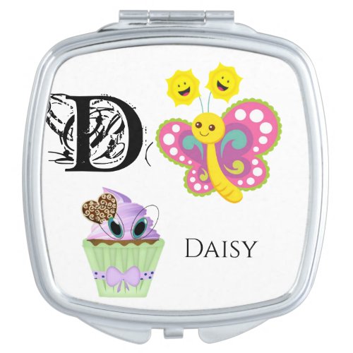 Square Compact Mirror Butterfly Ice Cream