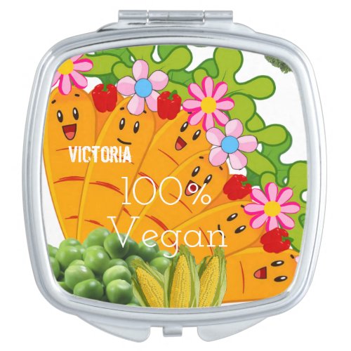 Square Compact Mirror Carrots Peas 100 Vegan