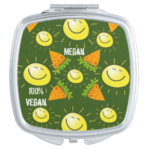 Square Compact Mirror Carrots, Sun, 100% Vegan