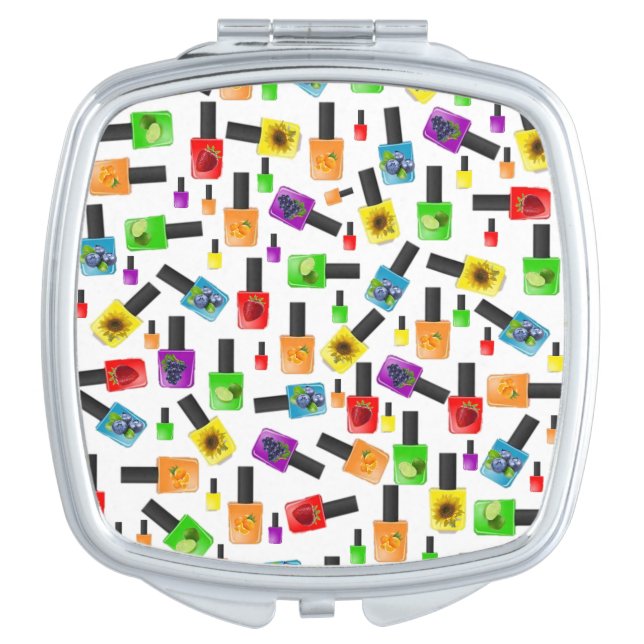 Square Compact Mirror Colorful Nail Polish (Front)