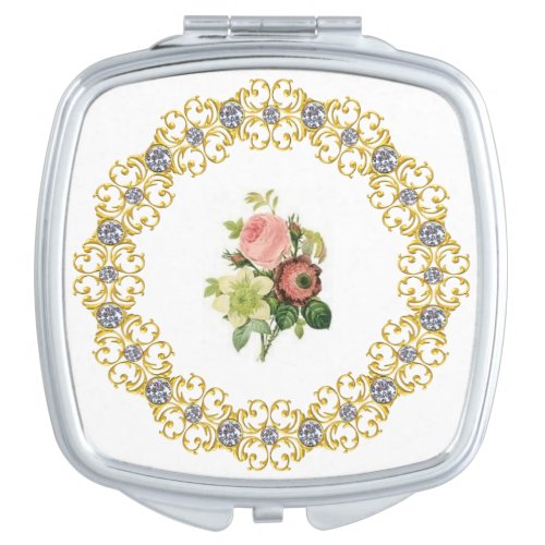 Square Compact Mirror Floral
