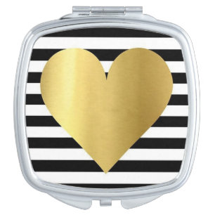 Square Compact Mirror/Gold Heart Mirror For Makeup