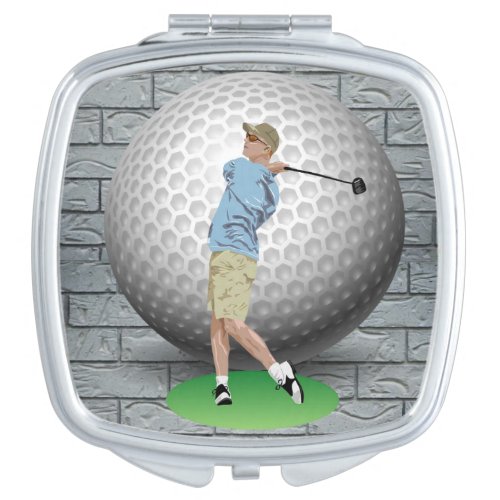 Square Compact Mirror Golfer Golf Balls