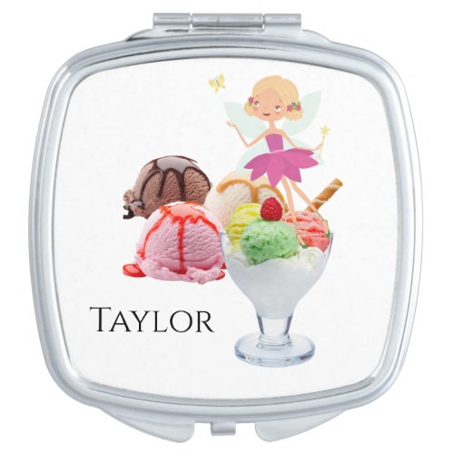 Square Compact Mirror Ice Cream Fairy