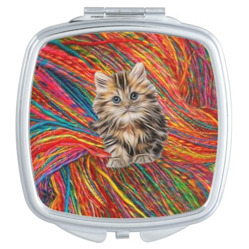 Square Compact Mirror Kitten Yarn