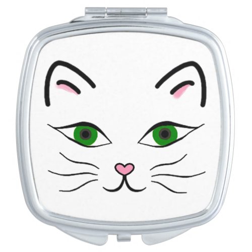 Square Compact Mirror _ Kitty Face