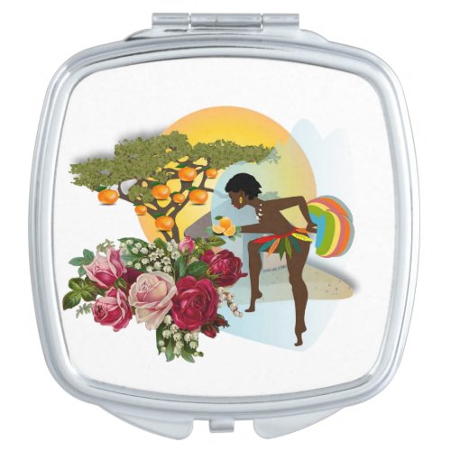 Square Compact Mirror Oranges Floral Woman
