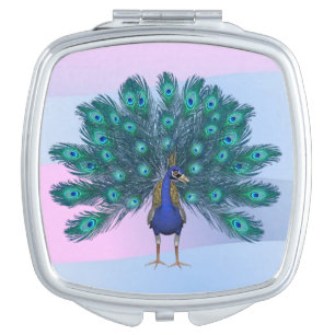 Square Compact Mirror Peacock
