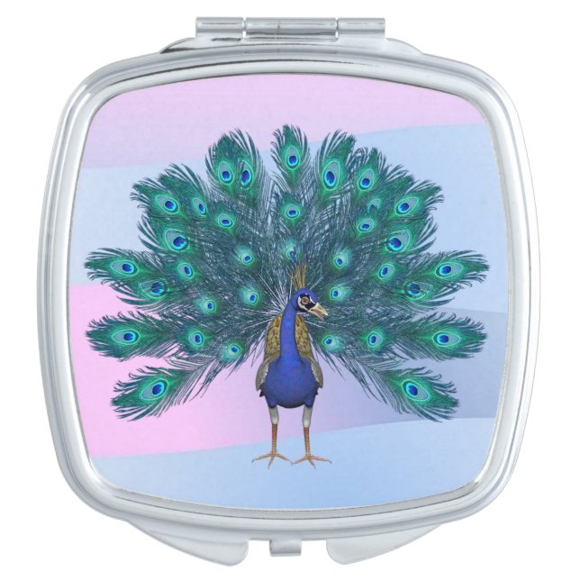 Square Compact Mirror Peacock (Front)