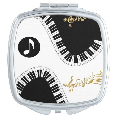 Square Compact Mirror Piano Music Notes