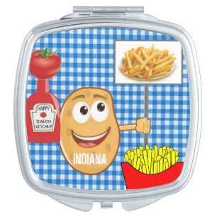 Square Compact Mirror Potato French Fries, Tomato