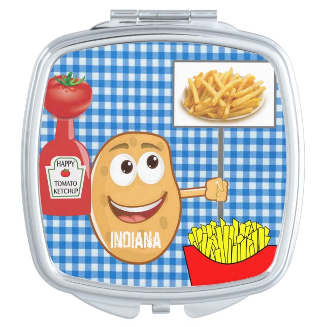 Square Compact Mirror Potato French Fries, Tomato (Front)