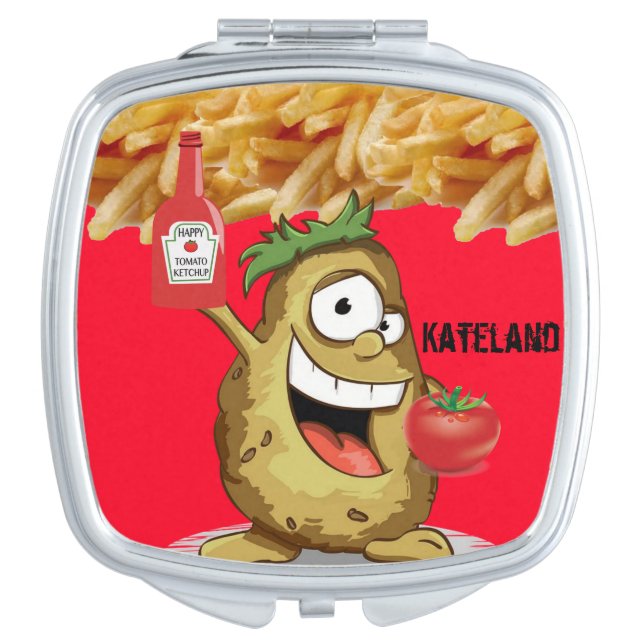 Square Compact Mirror Potato French Fries, Tomato (Front)
