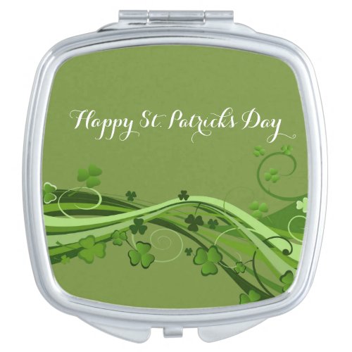 Square Compact Mirror St Patricks Day Floral