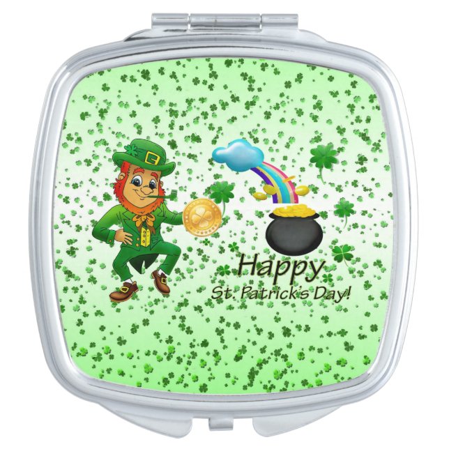 Square Compact Mirror St. Patrick's Day Rainbow (Front)