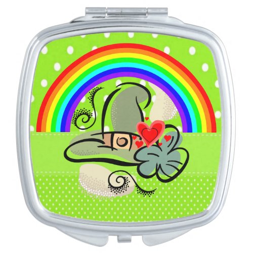 Square Compact Mirror St Patricks Day Rainbow