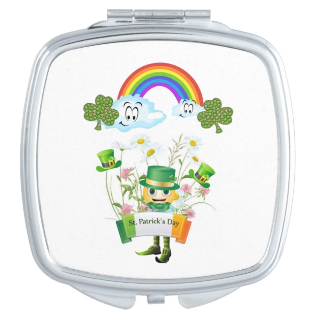 Square Compact Mirror St. Patrick's Day Rainbow (Front)