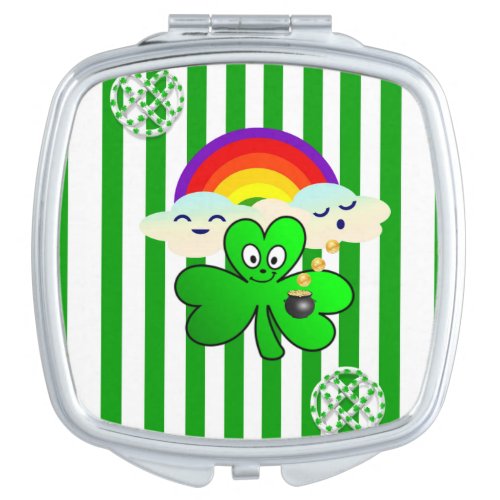 Square Compact Mirror St Patricks Day Shamrock